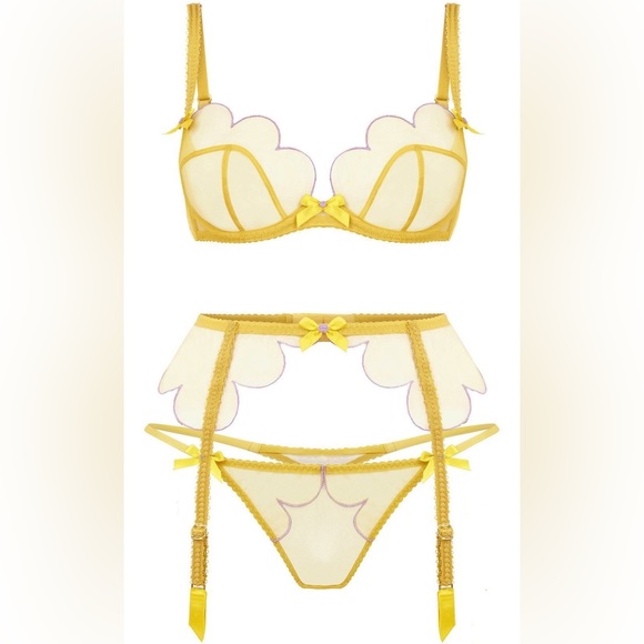 Agent Provocateur Lorna yellow and lilac 3 piece set. NWT. - Picture 5 of 11